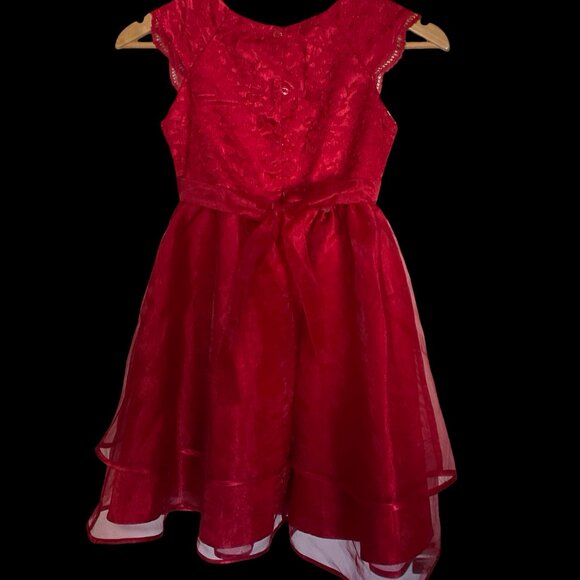 Red Lace & Tulle Formal Dress - Picture 2 of 4